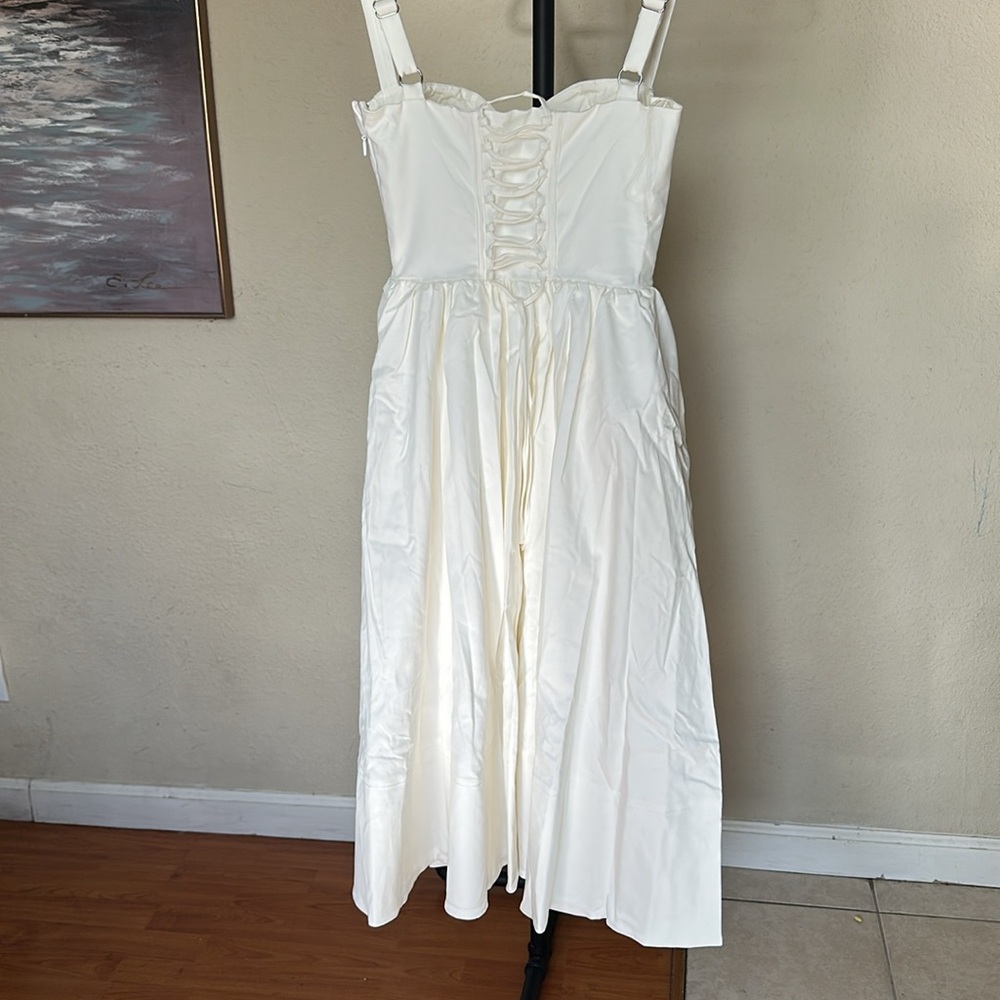 HOUSE OF CB 'Kelly' White Corset Midi Sundress NWOT size S A-C - Picture 11 of 13